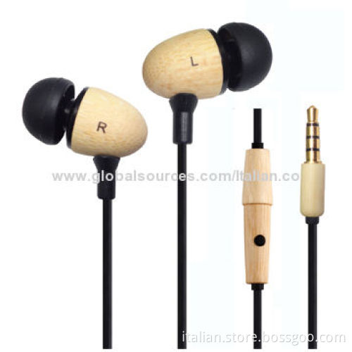 Promotion cheap wooden mobile phone earphone with super bass and microphoneNew